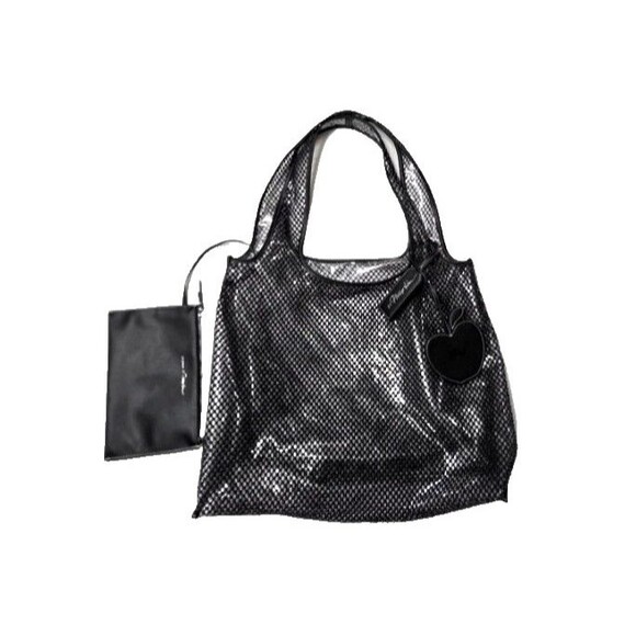 3.1 PHILLIP LIM Embellished Mesh Market Tote Bag Black Clear Mesh Double Handle - Picture 2 of 10